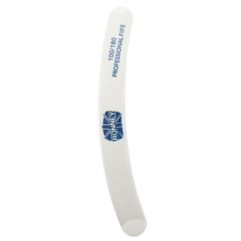 RONNEY - Pilnik do paznokci biały NAILFILE BANANA (100/180) 12 szt. RN 258   